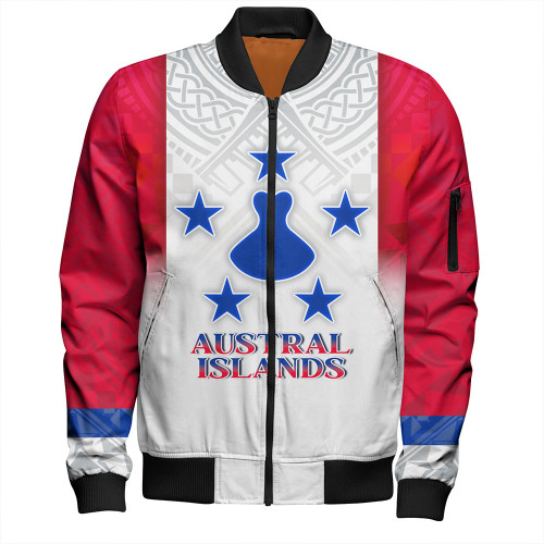 Austral Islands Bomber Jacket Flag Color With Traditional Patterns