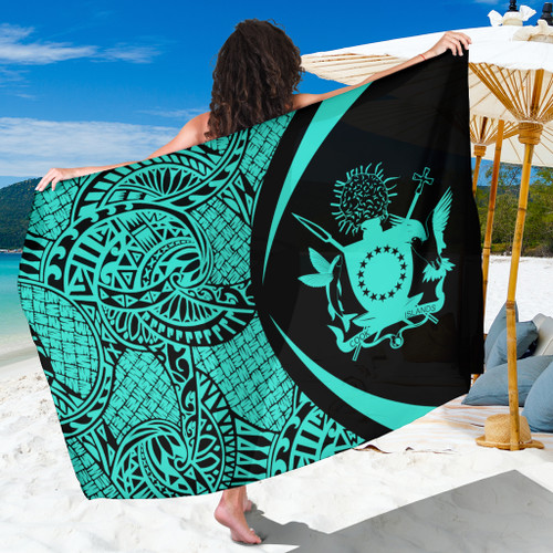 Cook Islands Sarong Coat Of Arm Lauhala Circle Turquoise