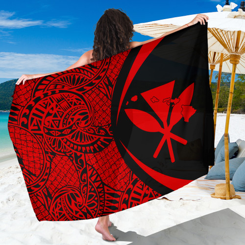 Hawaii Sarong Kanaka Maoli Lauhala Circle Red