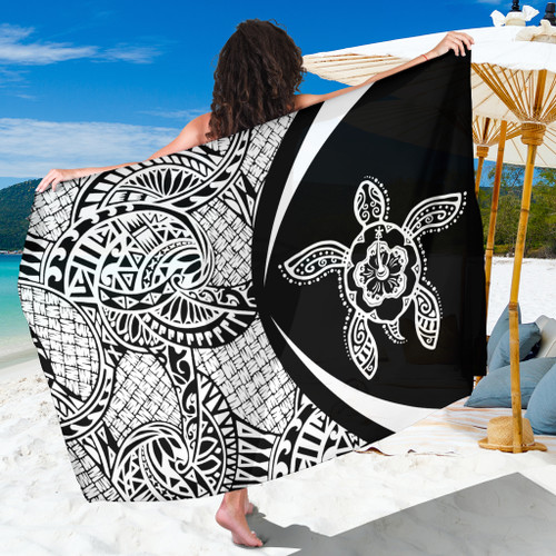 Hawaii Sarong Turtle Lauhala Circle White