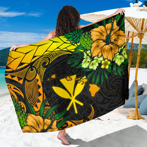 Hawaii Sarong Polynesian Turtle Tropical Gardient Yellow