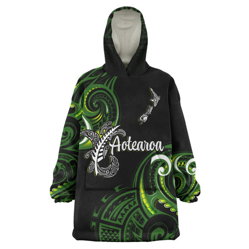 New Zealand Snug Hoodie - Aotearoa Silver Fern Maori Patterns