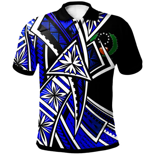 Pohnpei Polo Shirt - Tribal Flower Special Pattern Blue Color