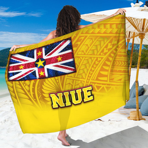 Niue Flag Color With Traditional Patterns Sarong