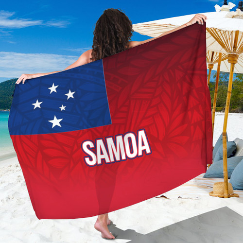 Samoa Flag Color With Traditional Patterns Sarong