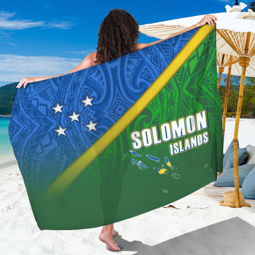 Solomon Islands Flag Color With Traditional Patterns Sarong