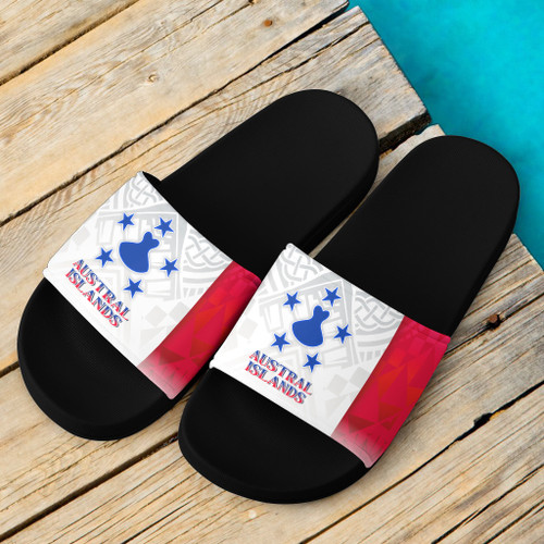 Austral Islands Flag Color With Traditional Patterns Slide Sandals