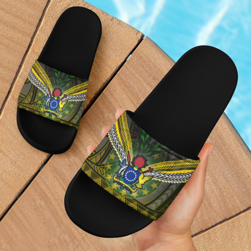 Cook Islands Flag Color With Traditional Patterns Slide Sandals