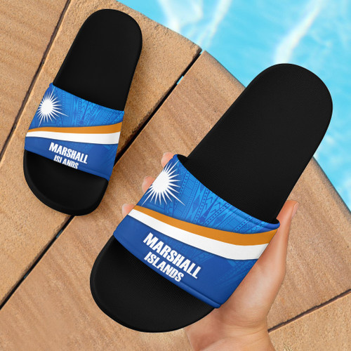 Marshall Islands Flag Color With Traditional Patterns Slide Sandals