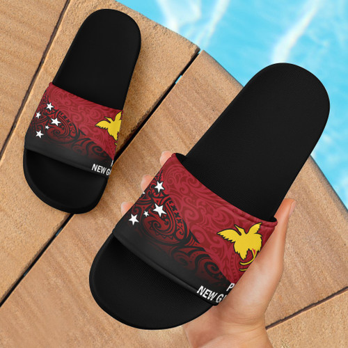 Papua New Guinea Flag Color With Traditional Patterns Slide Sandals