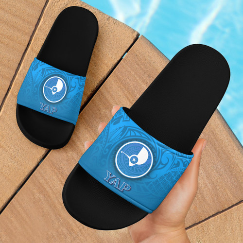 Yap Islands Flag Color With Traditional Patterns Slide Sandals