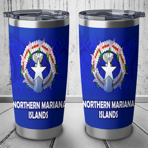 Northern Mariana Islands Flag Color With Traditional Patterns Tumbler