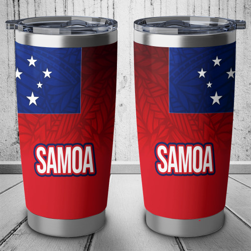 Samoa Flag Color With Traditional Patterns Tumbler