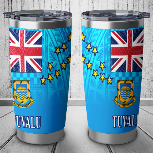 Tuvalu Flag Color With Traditional Patterns Tumbler