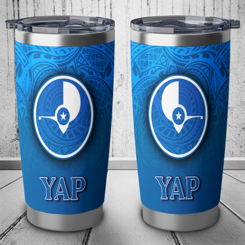 Yap Islands Flag Color With Traditional Patterns Tumbler