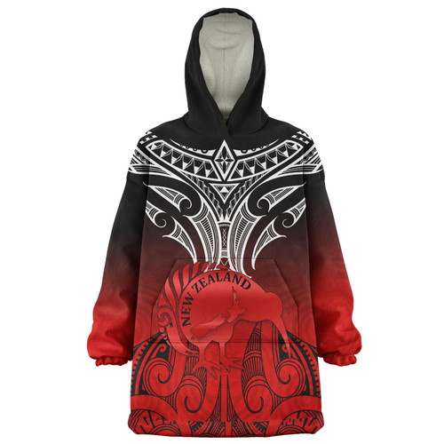 New Zealand Snug Hoodie Maori Kiwi Bird Symbols Map