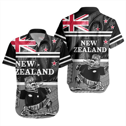 New Zealand Short Sleeve Shirt Rugby Player Kiwi Bird With NZ Flag