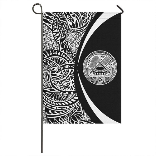 American Samoa Garden Flag Lauhala Circle White