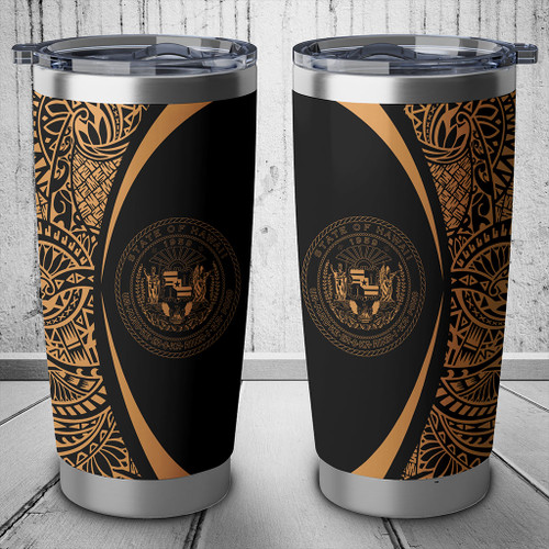 Hawaii Tumbler Lauhala Circle Style Gold