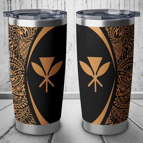 Hawaii Tumbler Kanaka Lauhala Circle Style Gold