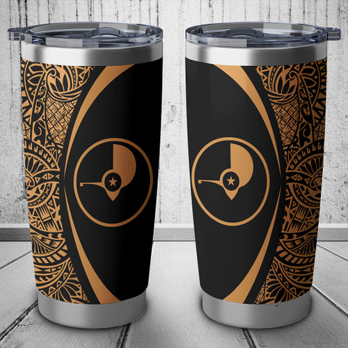 Yap State Tumbler Lauhala Circle Style Gold