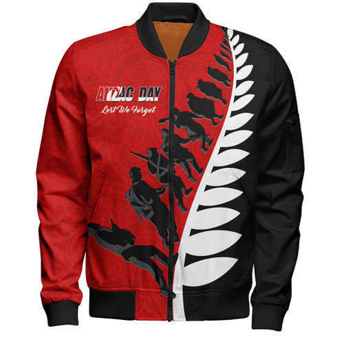 New Zealand Bomber Jacket Tino Rangatiratanga Anzac Day Lets We Forget