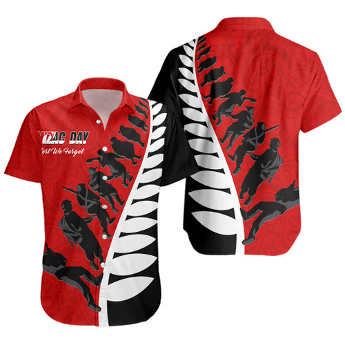 New Zealand Short Sleeve Shirt Tino Rangatiratanga Anzac Day Lets We Forget