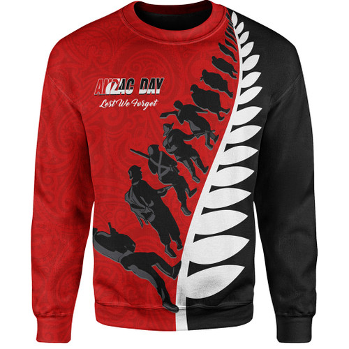 New Zealand Sweatshirt Tino Rangatiratanga Anzac Day Lets We Forget