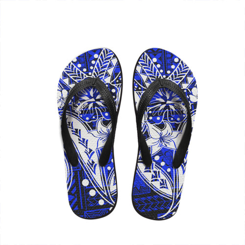 Hawaii Flip Flop Blue Hibiscus Polynesian