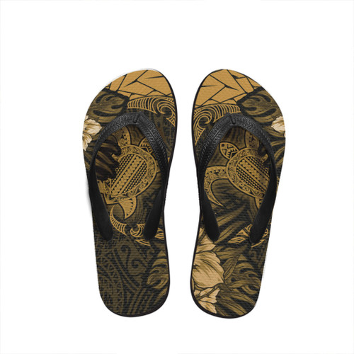 Hawaii Flip Flop Polynesian Turtle Tropical Golden
