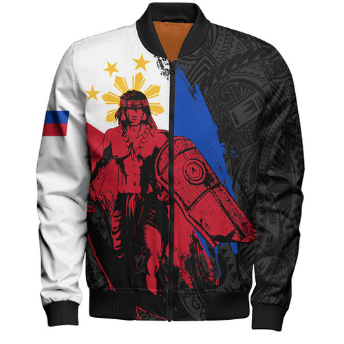 Philippines Filipinos Bomber Jacket Lapu Lapu Warrior Style Flag