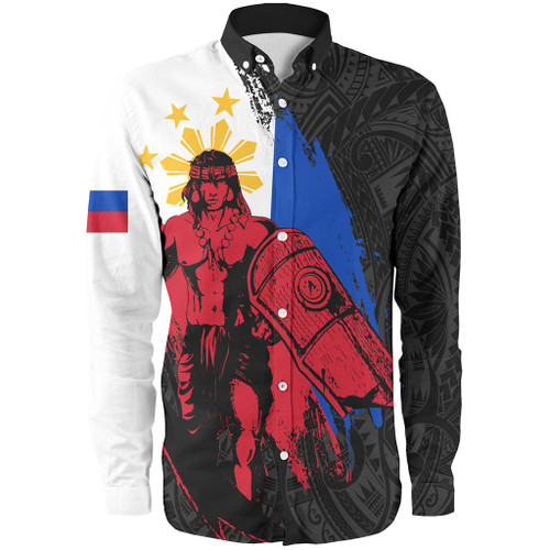 Philippines Filipinos Long Sleeve Shirt Lapu Lapu Warrior Style Flag