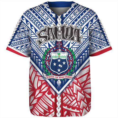 Samoa Baseball Shirt Map And Seal Samoan Patterns