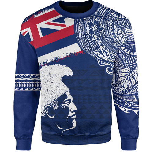Hawaii Sweatshirt Polynesian Tribal Flag King Kamehameha