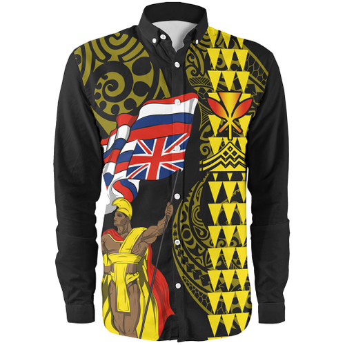 Hawaii Long Sleeve Shirt Kanaka King Flag Kakau Style