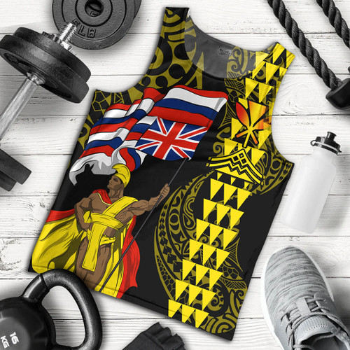 Hawaii Tank Top Kanaka King Flag Kakau Style