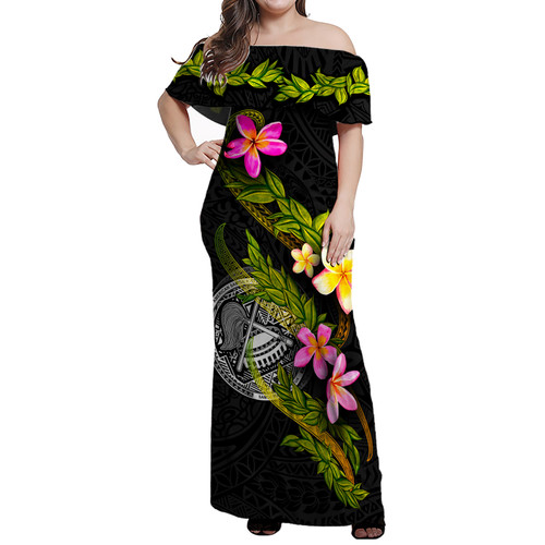 American Samoa Women Off Shoulder Long Dress - Plumeria Tribal