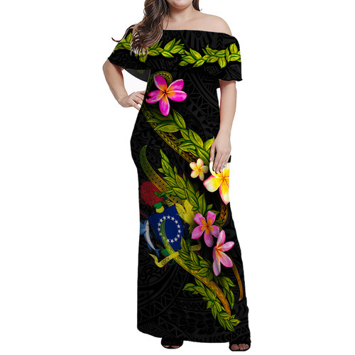 Cook Islands Women Off Shoulder Long Dress - Plumeria Tribal
