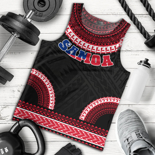 Samoa Tank Top Tribal Pattern Flag Coat Of Arms Circle