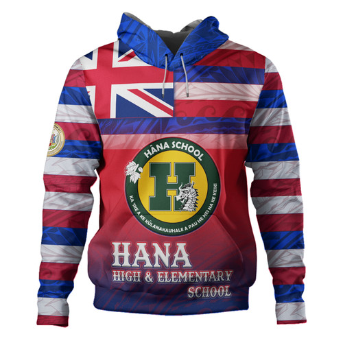 Hawaii Hana High and Elementary School Hoodie Flag Color With Traditional Patterns