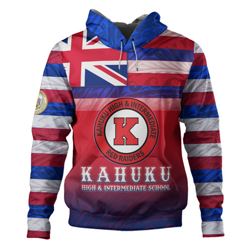 Hawaii Kahuku High & Intermediate School Hoodie Flag Color With Traditional Patterns