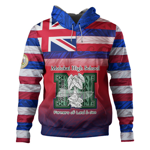 Hawaii Moloka'i High School Hoodie Flag Color With Traditional Patterns