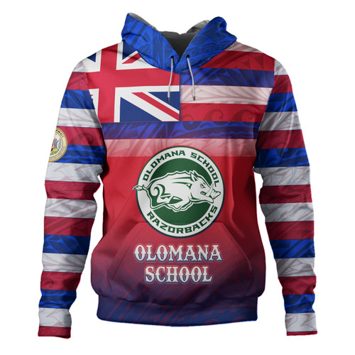 Hawaii Olomana High School Hoodie Flag Color With Traditional Patterns