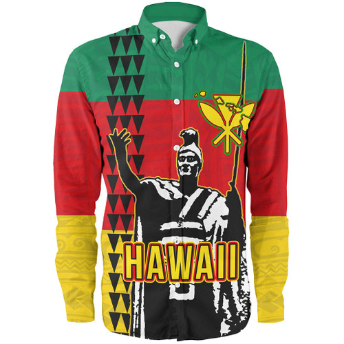 Hawaii Long Sleeve Shirt Custom Kanaka King Flag