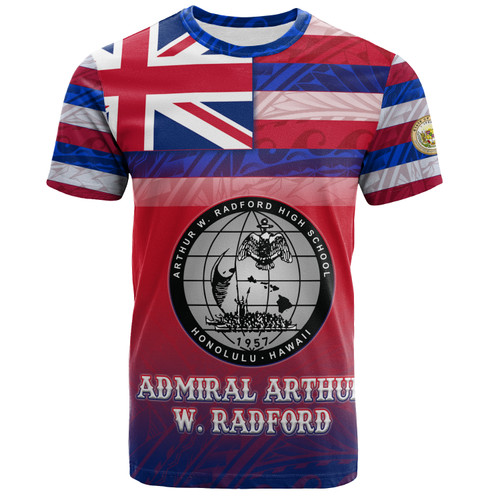 Hawaii Admiral Arthur W. Radford High School T-Shirt Flag Color With Traditional Patterns