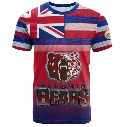 Hawaii Henry Perrine Baldwin High School T-Shirt Flag Color With Traditional Patterns