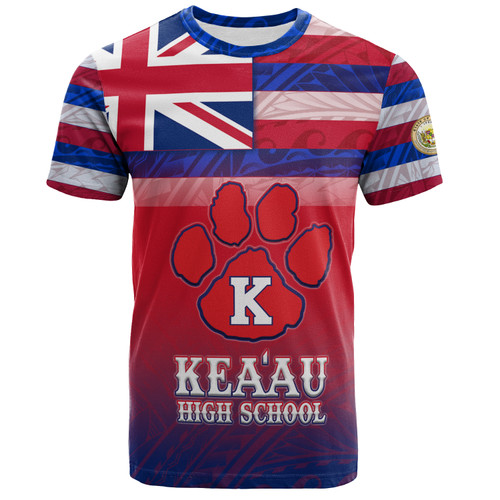 Hawaii Keaʻau High School T-Shirt Flag Color With Traditional Patterns