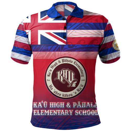 Hawaii Kaʻū High & Pāhala Elementary School Polo Shirt Flag Color With Traditional Patterns