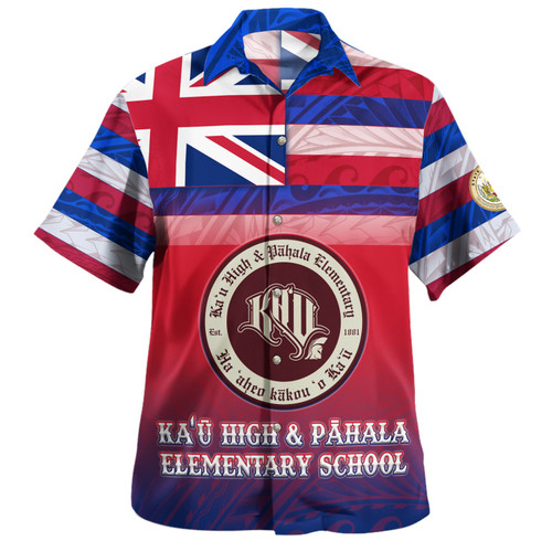 Hawaii Kaʻū High & Pāhala Elementary School Hawaii Shirt Flag Color With Traditional Patterns