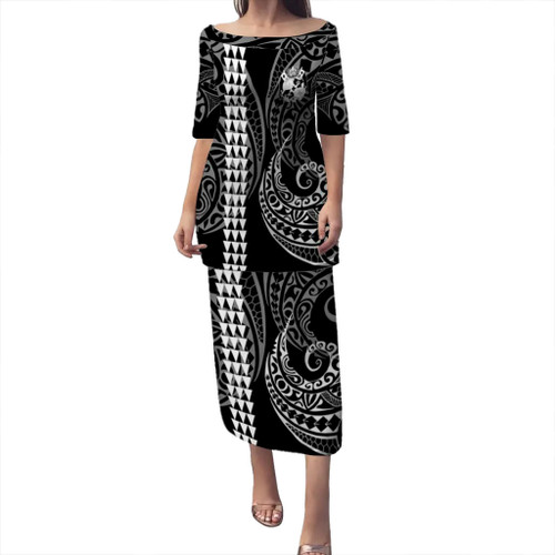 Tonga Puletasi Kakau Style White